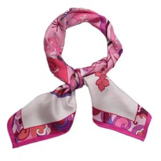 Foulard en sergé de soie fleur rose