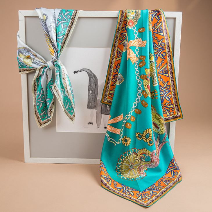 Foulards carrés à imprimé numérique vert menthe